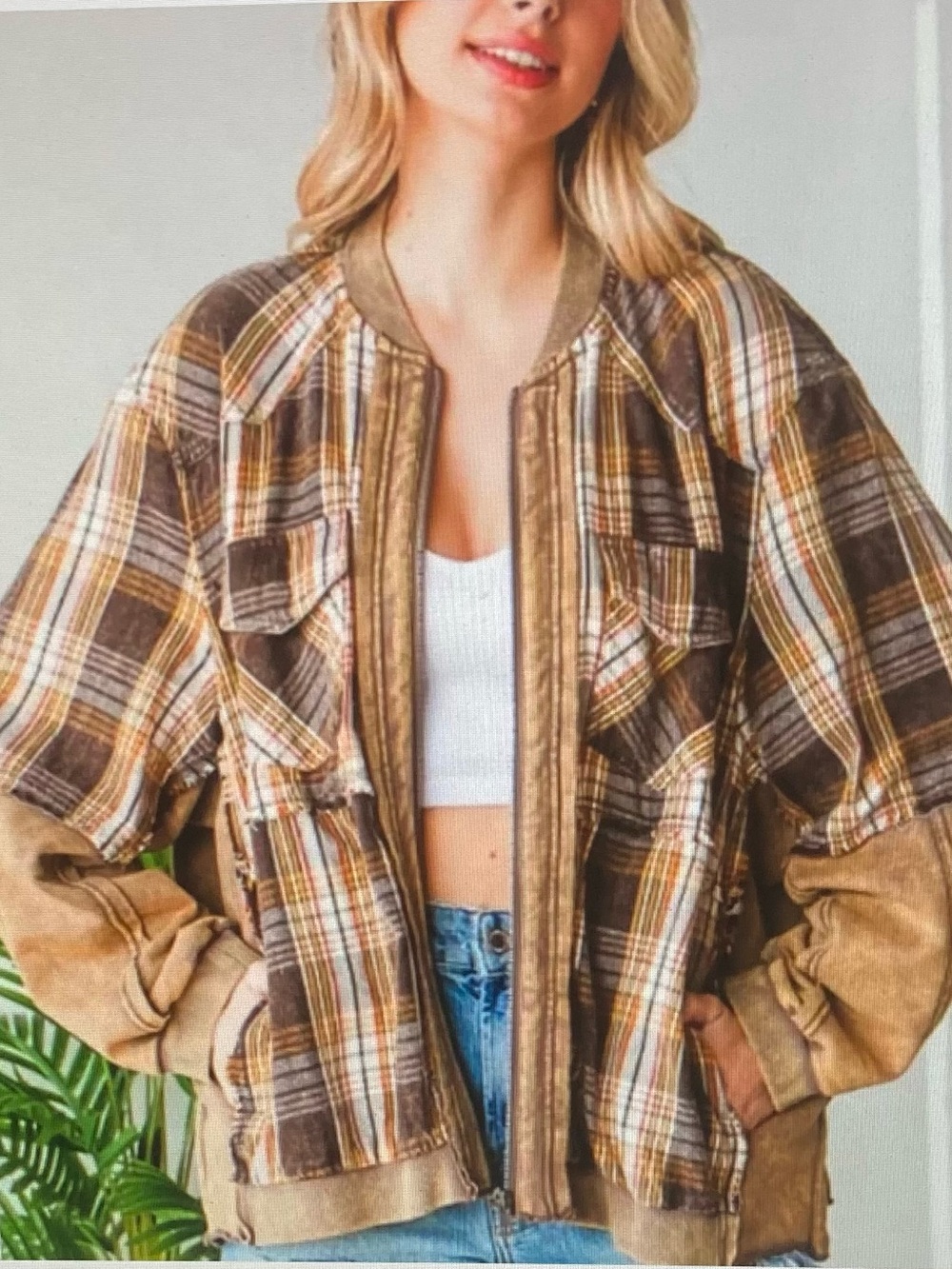 Oli & Hali Mixed Media Bomber Jacket